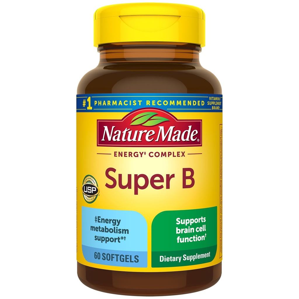 Doğa Super B Enerji Kompleksi, Beyin Hücre Fonksiyonlar Desteği için Diyetsel Supplement, 60 Softgels, 60 Day Supply