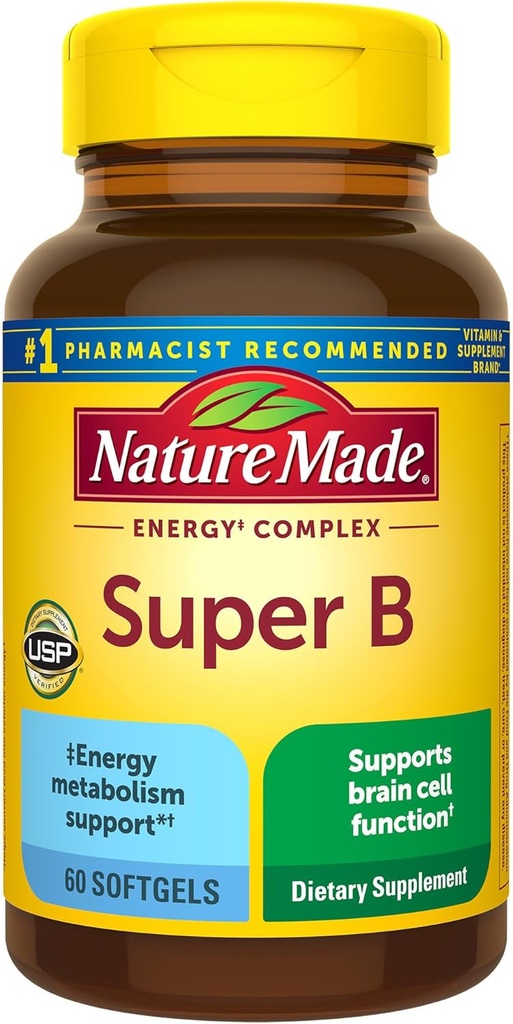 Doğa Super B Enerji Kompleksi, Beyin Hücre Fonksiyonlar Desteği için Diyetsel Supplement, 60 Softgels, 60 Day Supply
