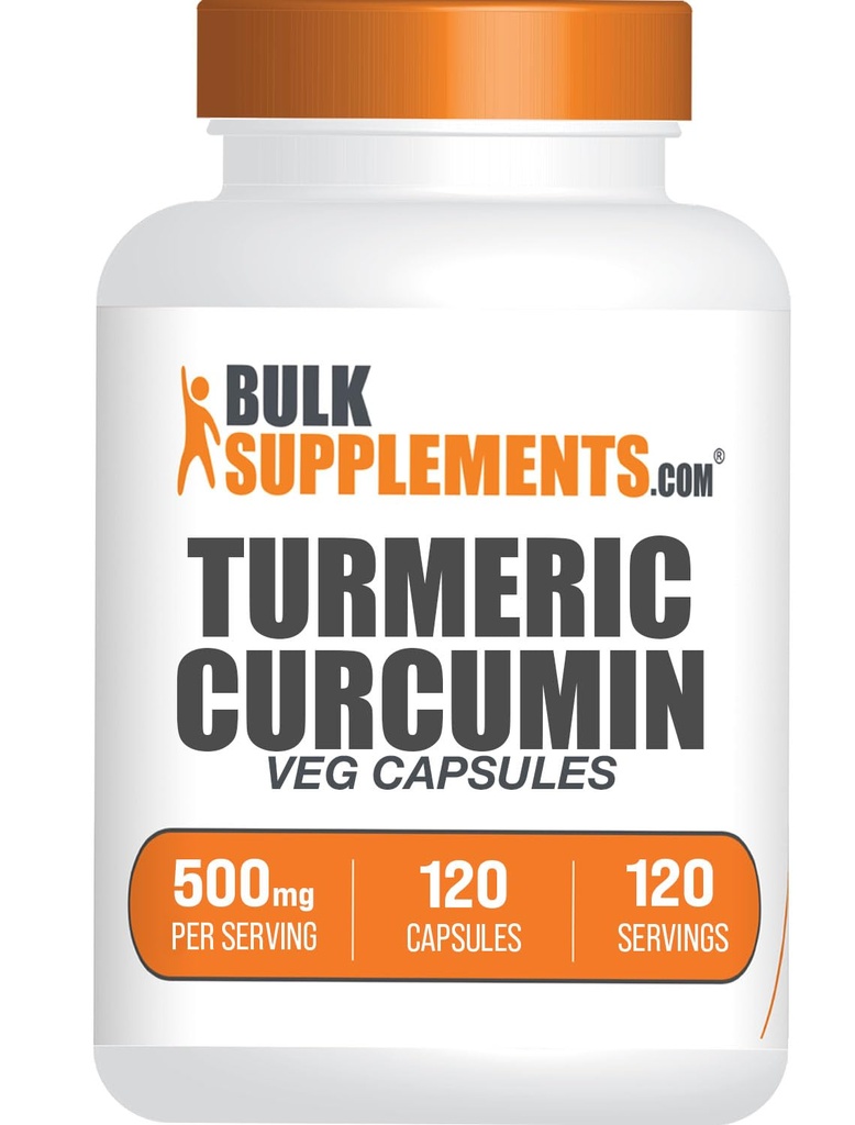 BulkSupplements.com Turmeric 500 mg Extract Capsules - Curcumin Supplements, Turmeric Curcumin - Gluten Free,120 Veg Capsules (Pack of 1)