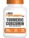 BulkSupplements.com Turmeric 500 mg Extract Capsules - Curcumin Supplements, Turmeric Curcumin - Gluten Free,120 Veg Capsules (Pack of 1)