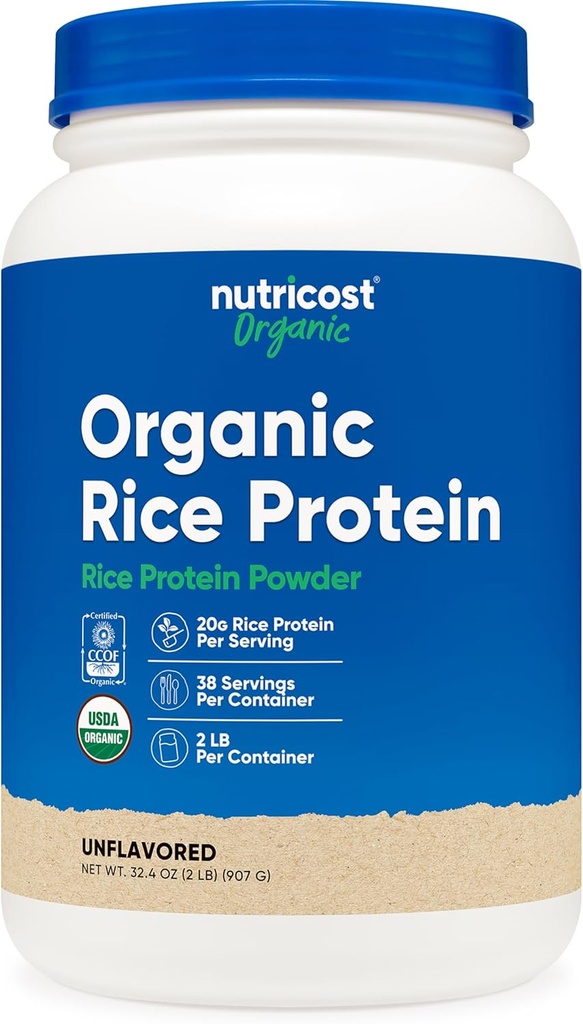 Nutricost Organic Rice Protein Powder (2 LB) - Gluten-Free, Non-GMO (from Brown Rice)