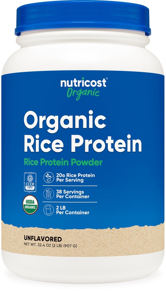 Nutricost Organic Rice Protein Toz (2 LB) - Gluten-Free, Non-GMO (From Brown Rice)