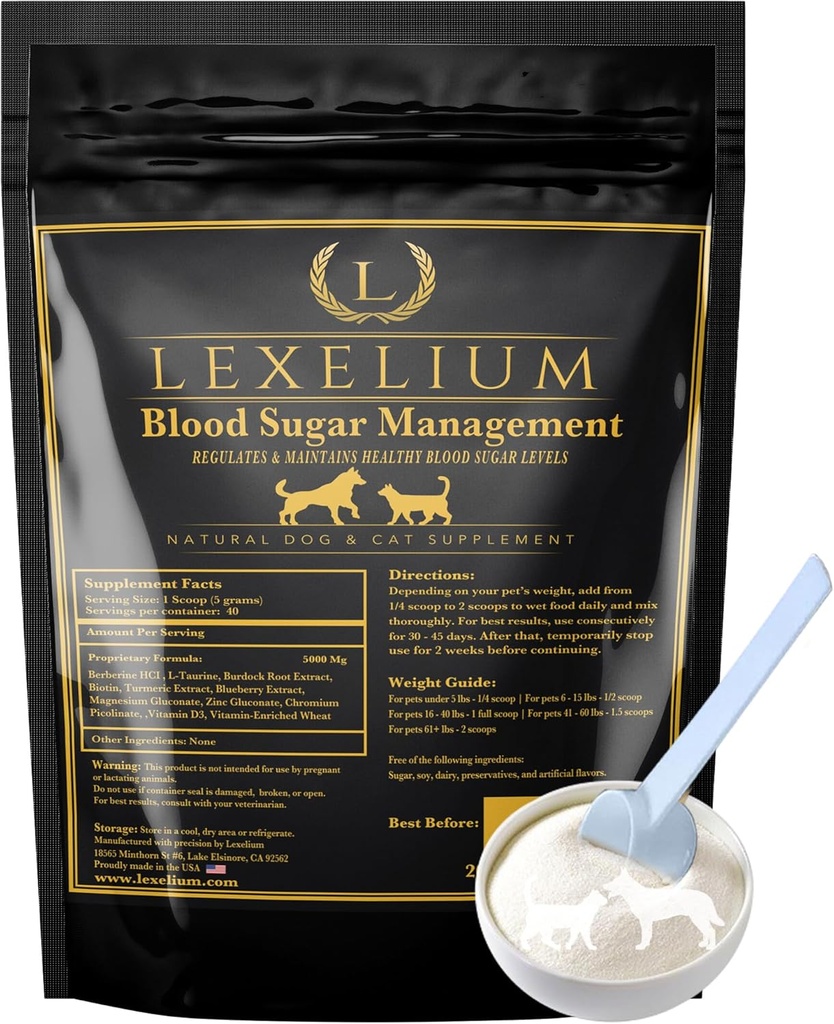 Diabetik Köpekler ve Kediler için Kan Şeker Yönetimi -Depres & Regulates Sağlıklı Kan Şeker Seviyeleri- Supplements Insulin Sensititivity & Glucose- Made in the USA -200g