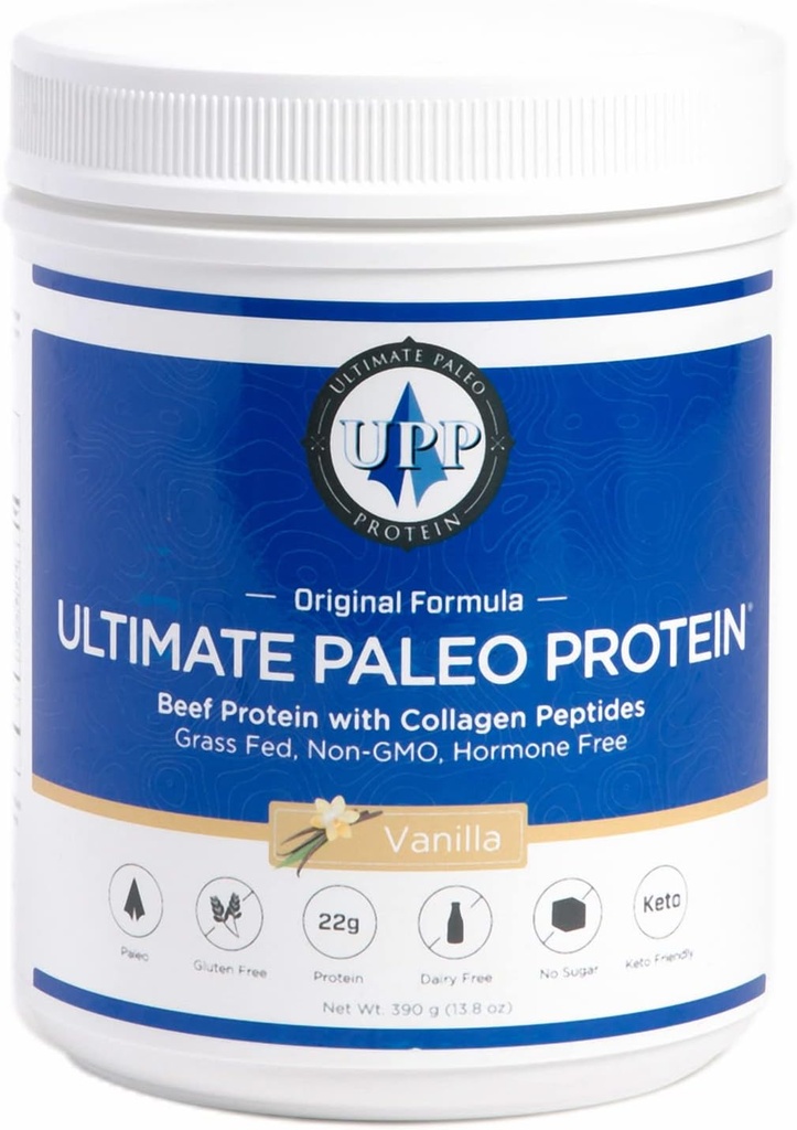 Ultimate Paleo Protein Toz | Premium Grass Fed Beef Protein Collagen Peptides | Paleo Dostu, Gluten Free, Keto Friendly, No Yapay Sweeteners veya Preservatives - Vanilla, 15 Hizmet