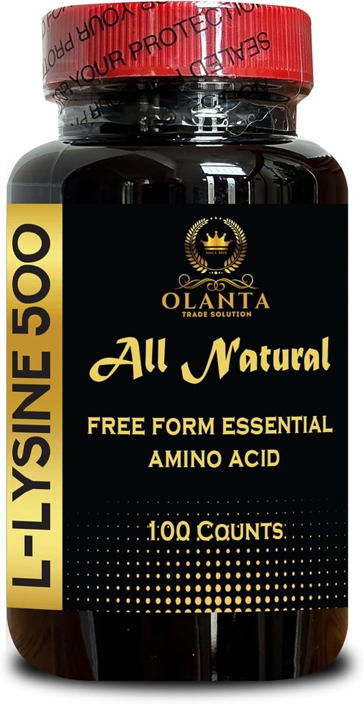 L-Lysine 500 Amino Acid - Λυσίνη για την υποστήριξη ανοσοποιητική υγεία & κρύο πληγές, Υποστηρίζει υγιή χείλη και στοματικό ιστό, Απαραίτητο Amino Acid για υγιή ισορροπία αζώτου - 1 φιάλη 100 μετρητές