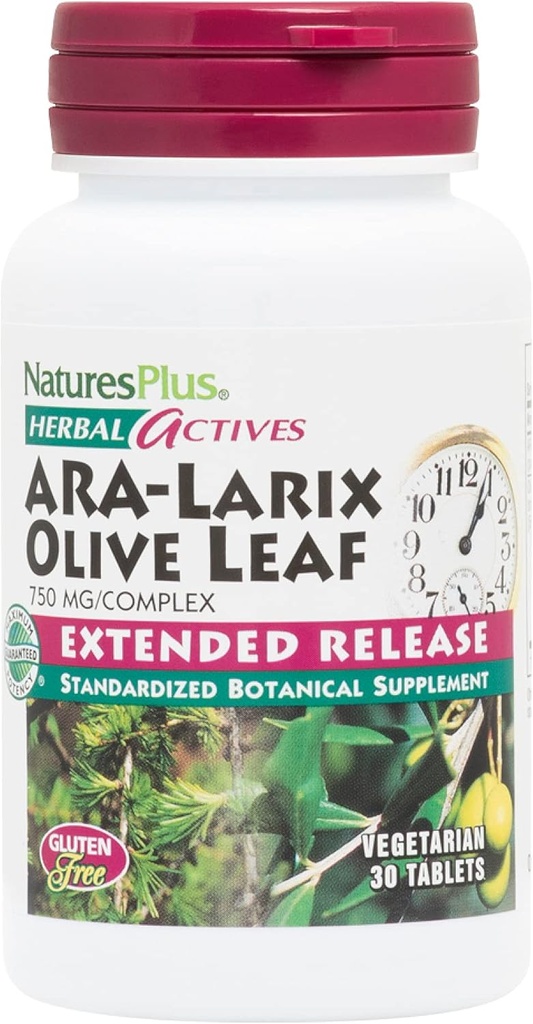 NaturesPlus Herbal Actives ARA Larix Olive Leaf - 30 Tablet - Immune Support Supplement, Genişletilmiş Salçaklı Kompleksi - Vejetaryen, Gluten Free - 30 Hizmet