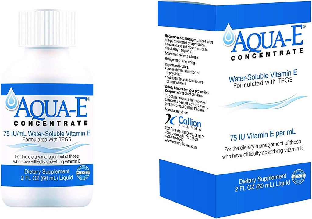 Συμπυκνωμένο Aqua-E 75 IU/ml, Φιάλη 60 ml, Υγρή βιταμίνη Ε υδατοδιαλυτή