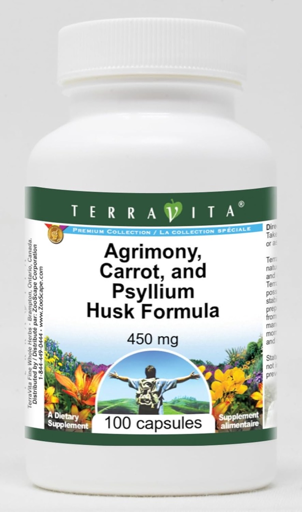 Agrimony, Carrot ve Psyllium Husk Formula - 450 mg (100 Capsules, ZIN: 516864 - 3 Pack