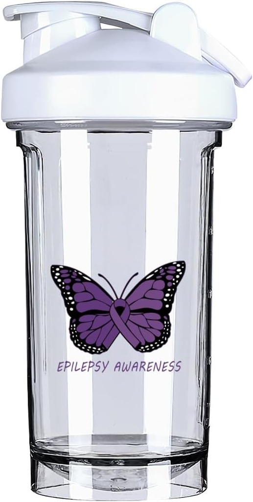 Epilepsy Farkındalık 18 Ounce Shaker Şişe İçecek Mixer Leak-proof Pre Workout Protein Shakes Meal Emekli Shakes Şişes 500ML/18 Oz Oz Beyaz Beyaz Beyaz