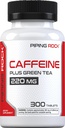 Piping Rock Caffeine Pills 220mg | 300 Tabletler | Yeşil Çay İle Tamam | Vejetaryen, Non-GMO, Gluten Free