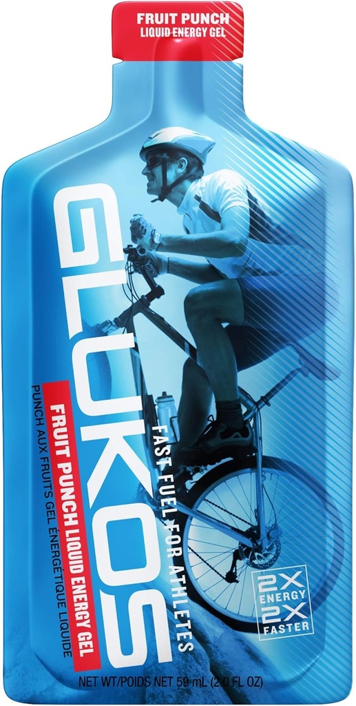 Glukos Energy Gels For Runners 2oz Packets, Run Gels with Electrolytes, Tray of 12 Count