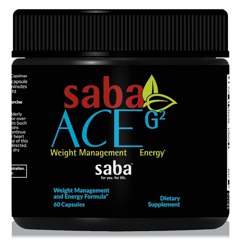Saba ACE G2- Termogenic Energy Burn, Pre Workout, Metabolism, Focus, Concentration, with Capsimax, CarnoSyn, BioPerine, Green Tea Leaf, for Men & Women -60 Capsules