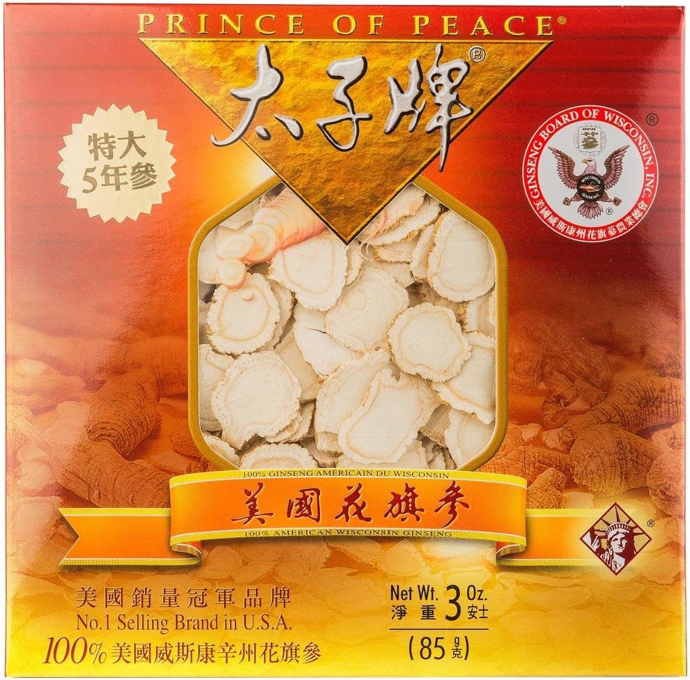 Prince of Peace® Wisconsin American Ginseng 5 χρόνια ρίζα Jumbo φέτες (3oz)
