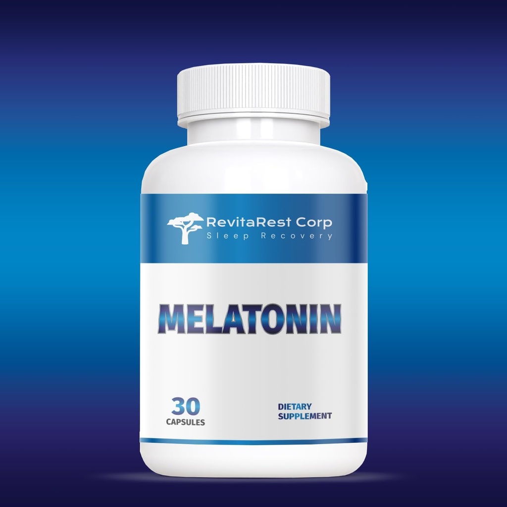 Generic RevitaRest Corp. Melatonin Blue 10 mg, 30 Capsules.