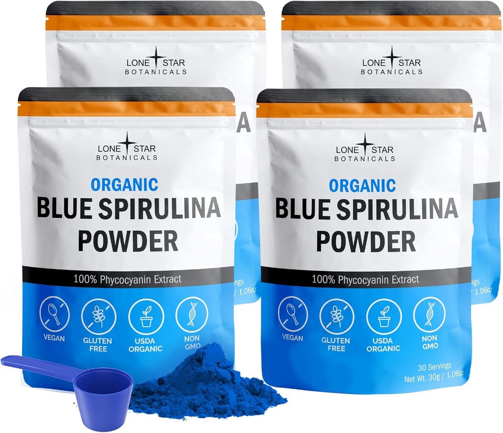 Organik Blue Spirulina Toz, 120 Hizmet - 100% Saf Superfood Blue-Green Algae, Doğal Gıda Parlaklar ve Protein İçleri için Renklendirme - GMO, Gluten-Free, Vegan + USDA sertifikalı, No Fishy