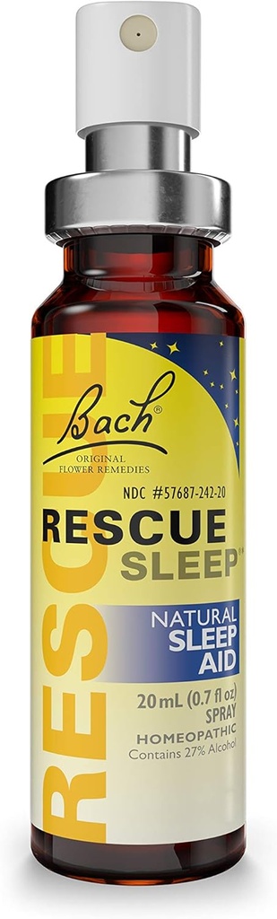 Bach RESCUE SLEEP Sprey 20mL, Doğal Uyku ve Stres Yardımı, Evopatik Çiçek Essence, Vegan, Melatonin, Sugar, and Gluten, Non-Narcotic, Non-Habit Format