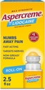 Aspercrome Odor Free Max Strength Lidocaine Pain Relief Liquid με Roll-On No Mess Applicator, 2,5 oz.