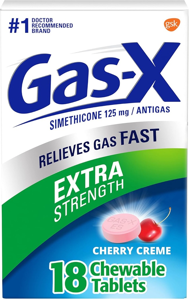 Gas-X Ekstra Kuvvetli Gaz Yardım Tabletleri Simethicone 125 mg, Cherry - 18 Kont