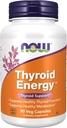 NOW Συμπληρώματα Τροφίμων, Thyroid EnergyTM, Ιώδιο και Τυροσίνη συν Σελήνιο, Ψευδάργυρο και Χαλκό, 90 κάψουλες Veg