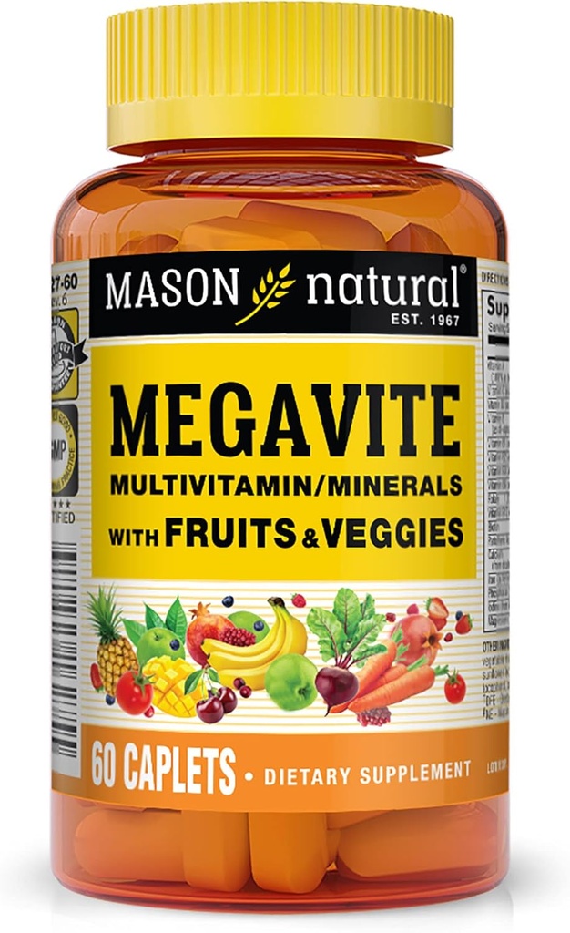 MASON NATURAL Vitamin Megavite Meyveleri ve Veggies Mineral Formula, 60 Kont