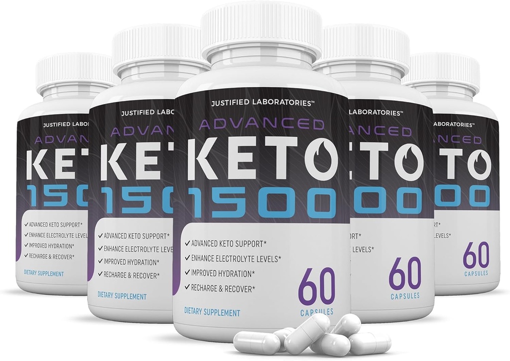 (5 Pack) Gelişmiş Keto 1500 Keto Pills 1275MG Yeni & Geliştirilmiş Formula Contains Apple Cider Vinegar Ekstra Virgin Zeytinyağı Toz Yeşil Çay Yaprak 300 Capsules