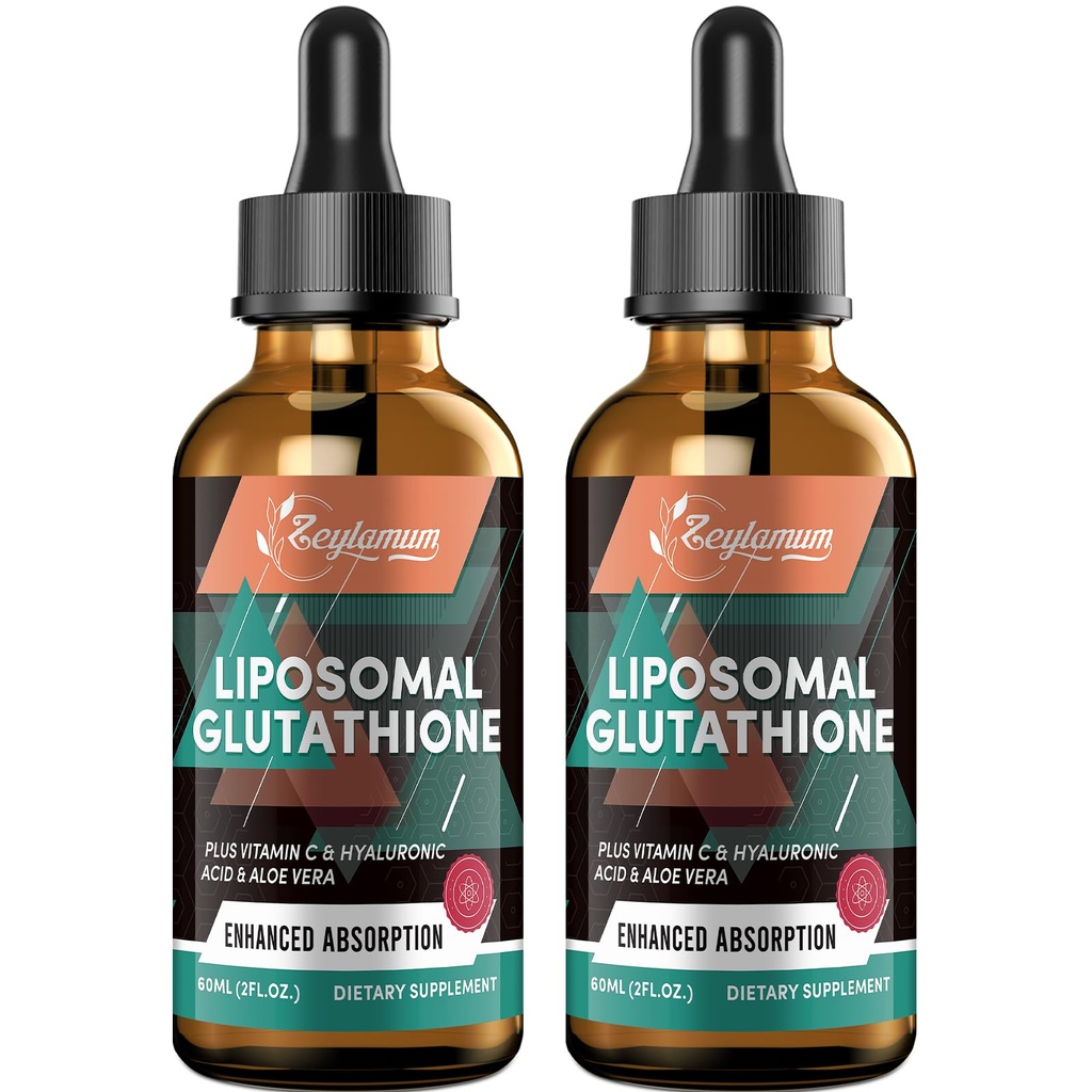2000MG Liposomal Glutathione Liquid Drops, Ultra High Abxia, Natural Detoxification, Immune System & Skin Supprot*, L-Glutathione, C & Hyaluronic Acid, Capsules Alternative, 4.05 OZ OZ