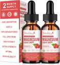 (2 Pack) Magnezyum Glycinate Liquid Drops w / 1500 mg Glycinate, Taurate, Malate, Citrate, Steel Plus Pyum for Nerve, Bone, Heart Health & Energy Zzz -High Abpole-Raspberry Flavor
