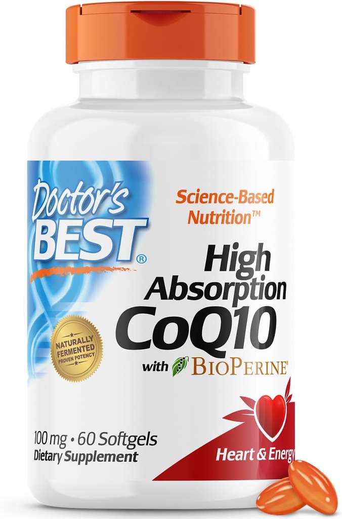 Doktor'un BiyoPerine ile En İyi Yüksek Abhidrasyon CoQ10, Gluten Free Doğal Fermented, Heart Health & Energy Production, 100 mg, 60 SoFtgels
