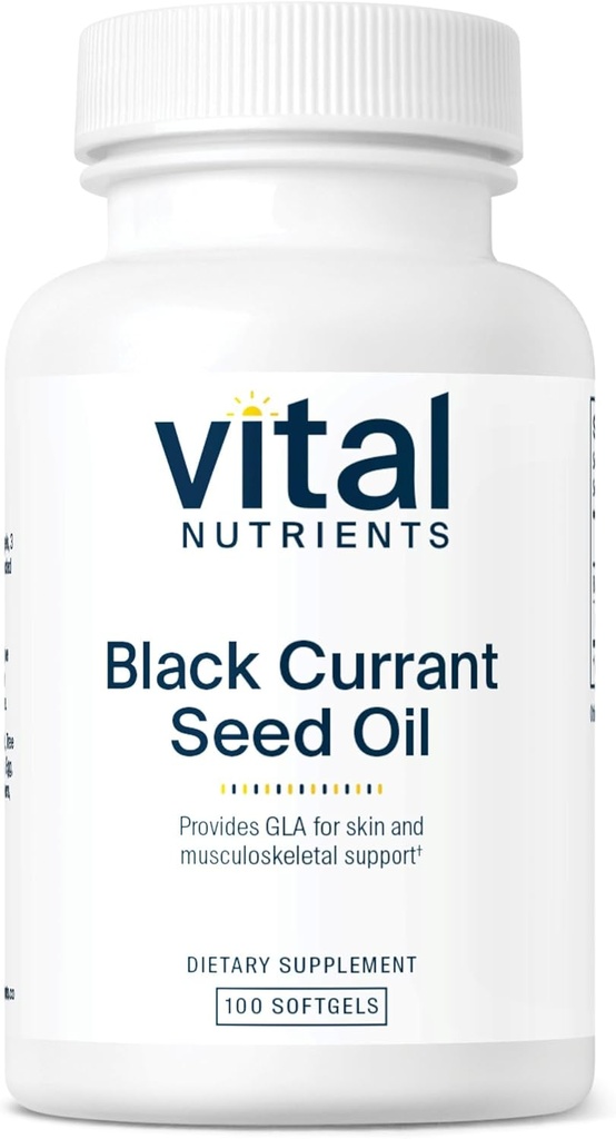 Vital Nutrients - Black Currant Seed Oil - Essential Omega 6 Fatty Acid - Contains Gamma Linolenic Acid (GLA) - Cartilage, Joint, and Nerve Function Support - 100 Softgels per Şişe