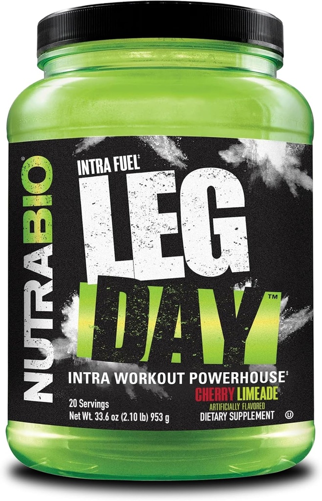 NutraBio Leg Day Intra Workout Toz – Advanced Carb Supplement with Cluster Dextrin & Electrolytes – Carb Toz with EAAs/BCAAs – Cyclic Dextrin for Performance – Cherry Lime, 20 Servisler