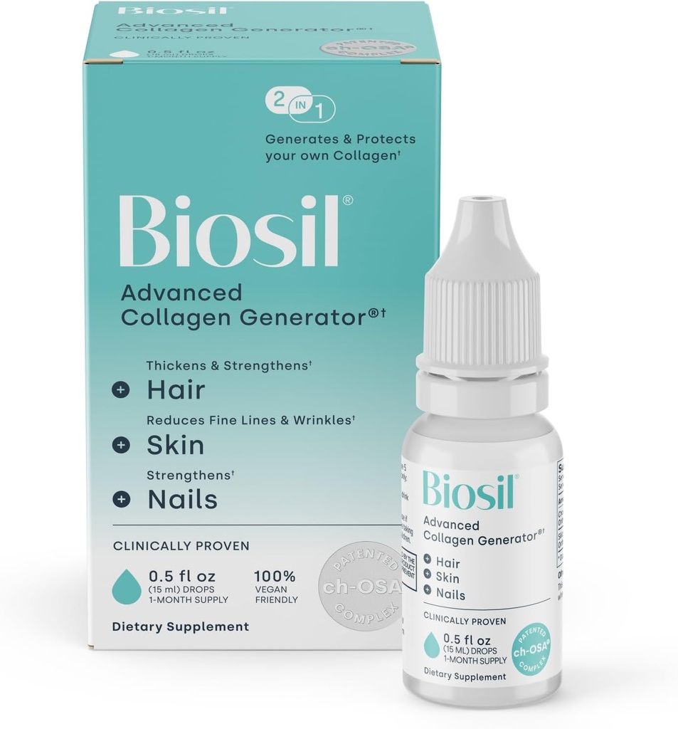 Biosil Collagen ATM Supplement - 0,5 fl oz Drops - Skin, Hair, Nails & Ortaklar için patentli ch-OSA Activator - Supports Natural Production - 30-Day Supply