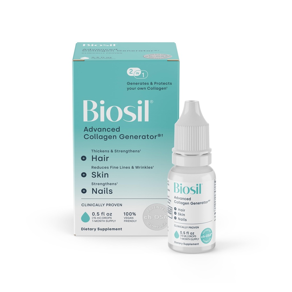 Biosil Collagen ATM Supplement - 0,5 fl oz Drops - Skin, Hair, Nails & Ortaklar için patentli ch-OSA Activator - Supports Natural Production - 30-Day Supply