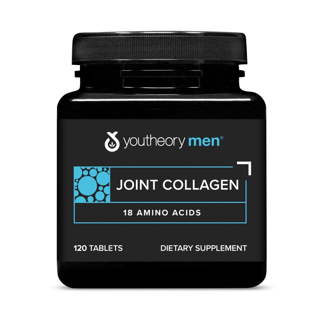 Youtheory Men's Joint Collagen with 18 Amino Acids - Saç, Nail, Kas, Bone & Ortak Destek - Boswellia Extract, Ginger & Black Pepper* - 120 Tablet (60-Day Supply)