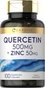 Carlyle Quercetin 500 mg Capsules | 50 mg çinko | 100 Count | Non-GMO ve Gluten Free Supplement Supplement