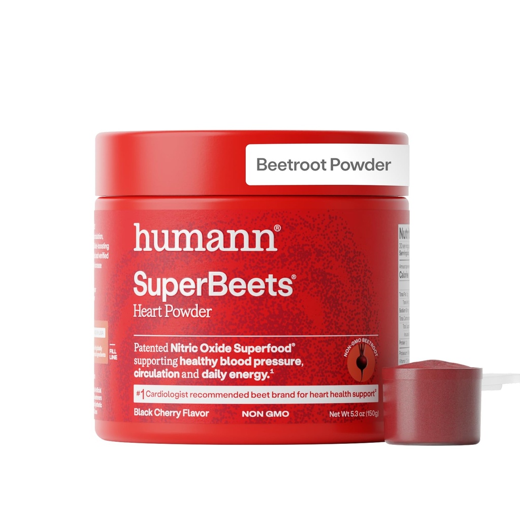 HumanN SuperBeets Beet Root Toz - Non-GMO Beetroot Superfood - Nitrik Oksit Kalp Sağlığı için Tamam, Circulation & Blood Printing Support - Black Cherry, 30 Hizmetler