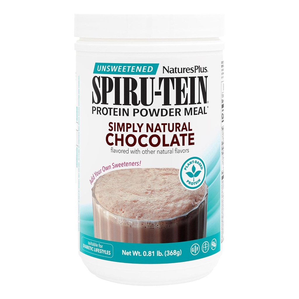 Φύση Συν απλά φυσικό SPIRU-TEIN Shake - Σοκολάτα χωρίς γλυκαντικά - 0,82 lb Αντικατάσταση πρωτεΐνης σκόνης-γεύμα - Φυσική ενέργεια - Υποστηρίζει τον τρόπο διαβητικής ζωής - χορτοφάγους, 16 εξυπηρετούν