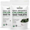 Organik Chlorella Tabletleri 1.000 Kont | Yüksek Potency Superfood | Chlorophyll Pills from 100% Pure Green Algae | Broken Hücre Duvar for Max Abxia | Vegan, Kosher, Non-GMO | 4 Tabs per Day (2-Pack)