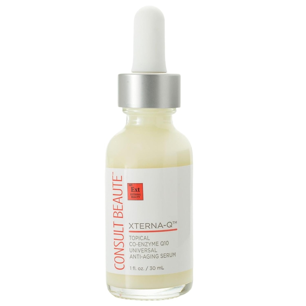 Consult Beaute XTERNA-Q COEnzyme Q10 Anti-Aging Serum for Face and Neck, Smoothing CoQ10 Peptides, Bergamot Fruit Oil, Antioxidant Skin Care 1 Fl. Oz.