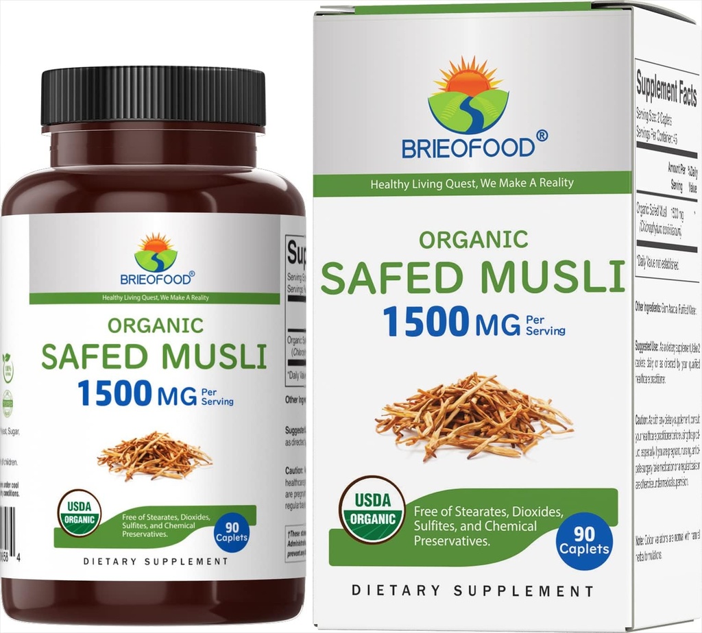Brieofood Organik Güvenlid Musli 1500 mg, 45 Hizmet, Vejetaryen, Gluten Free, 90 Vegetarian Tablets