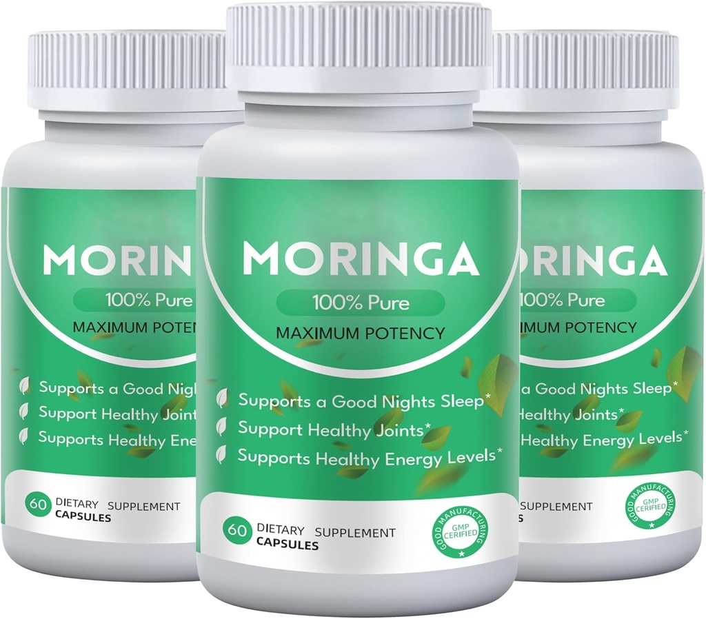 Pure Moringa Toz Capsules, 800 mg Moringa Capsules - Contains Essential Vitaminler ve Amino asitler, Beslenme Supplements, Immune Sistemi (3Pcs) güçlendiriyor