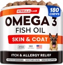 StrellaLab Omega 3 for Dogs - (180Ct) Balık Yağı Tedaviler - Anti Itchy Skin, Anti Shedding & Hot Spots Tedavisi - Pet Salmon Oil Chews - Smoked Salmon Flavor