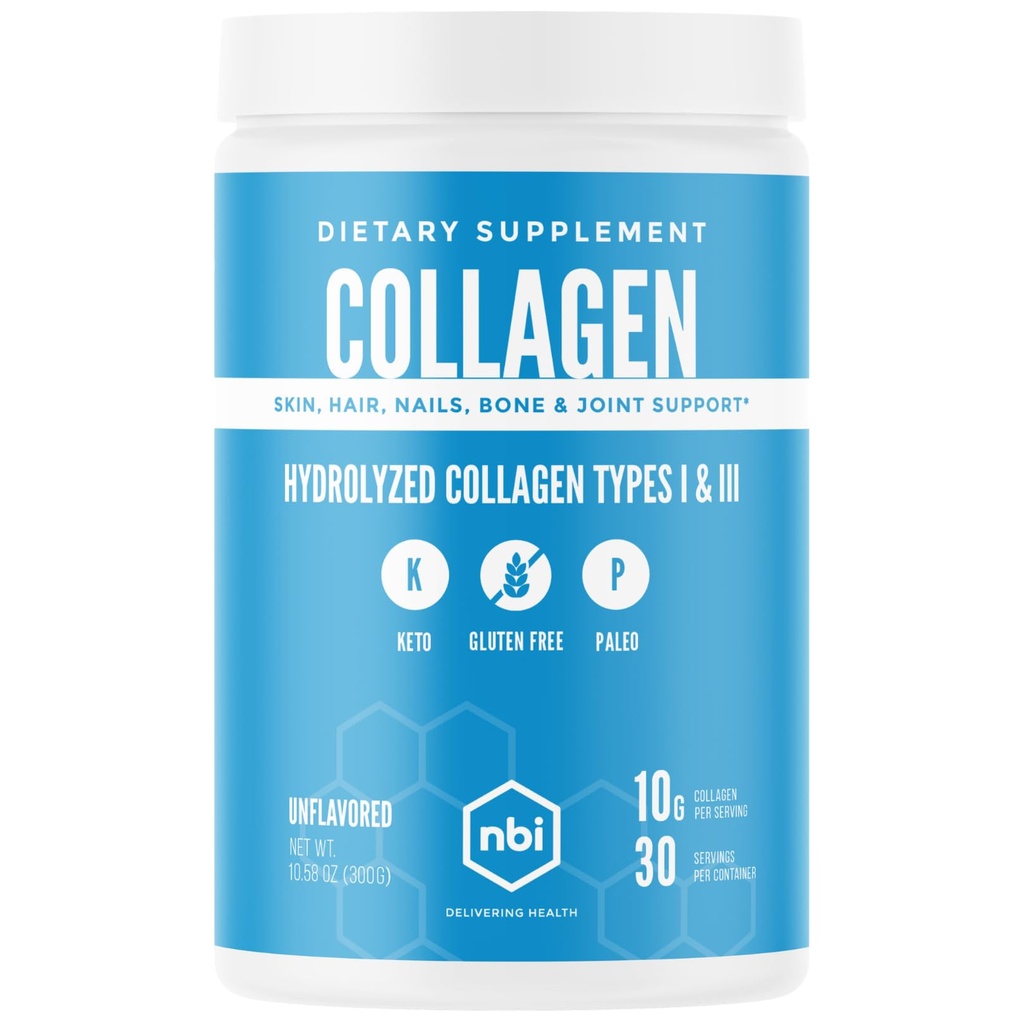 NBI Unflavored, Collagen Peptides Toz, Paleo- ve Keto Friendly, Tip I ve III Hydrolyzed Collagen, Amino Asits Supplement, Süt Free, Soy Free, Gluten Free