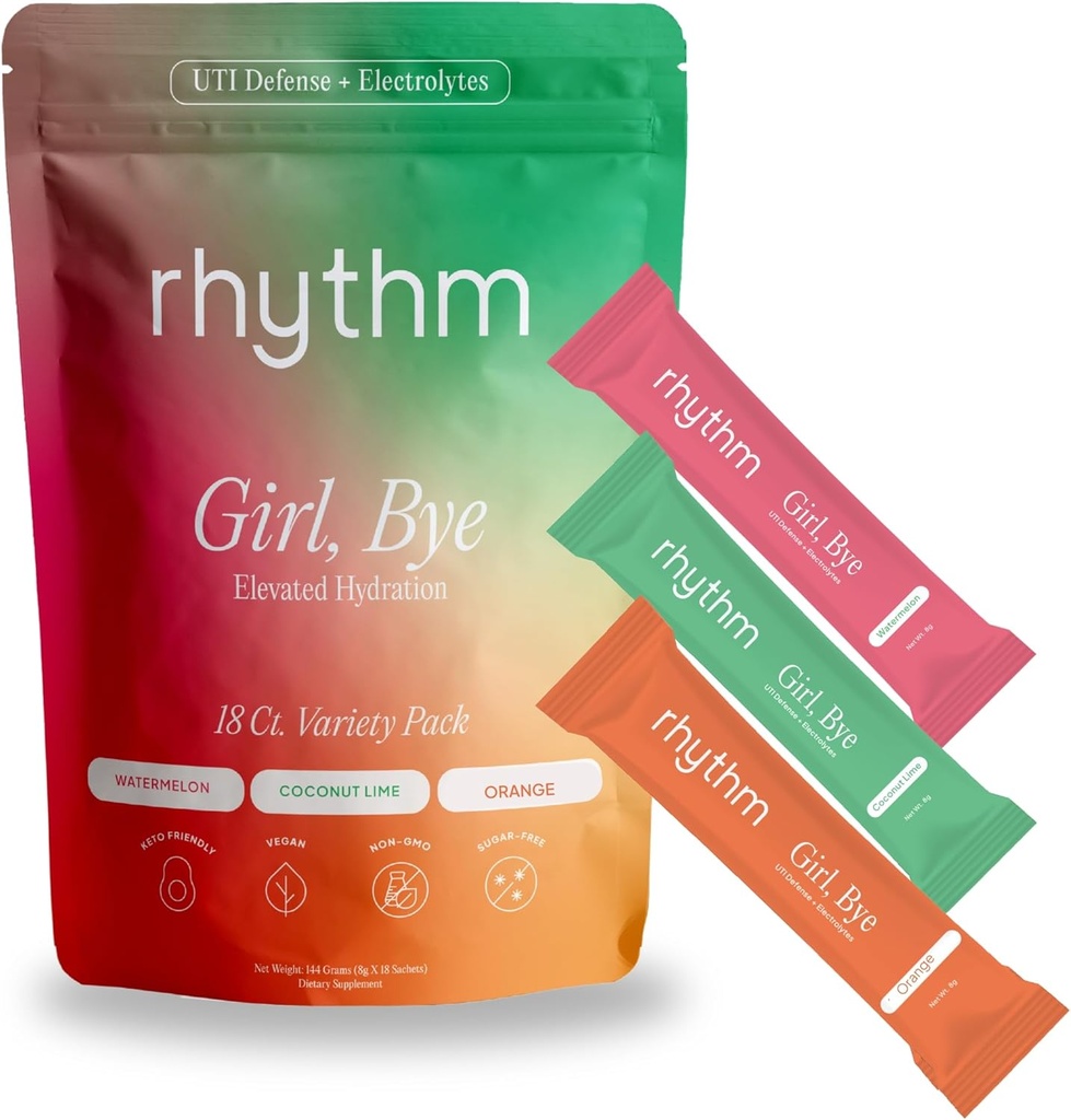 ritim Kız, Bye Fast-Acting 18 ct. Tropikal-Flavored Keto UTI Relief & Defense + Hızlı Hydration Urinary Tract Health Mix | pH Balancing | Workout & Intimacy | Essential Intermittent Fasting