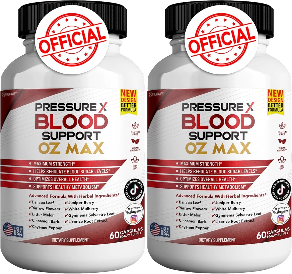 Baskı X Blood Support OZ Max Blood Support Supplement - Gelişmiş Formula BasınçX Gelişmiş Destek Tamam, Basınç X maksimum Güçlü Yorumlar (2 Pack - 120 Capsules)