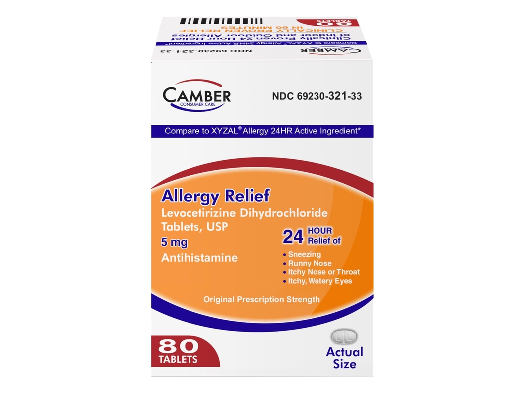 Camber Consumer Care Levocet referenceine Dihidrchloride 5 mg Antihistamin Tabletleri, Xyzal Active Malzemeler ile Karşılaştırma, Antihistamin Tabletleri (80)