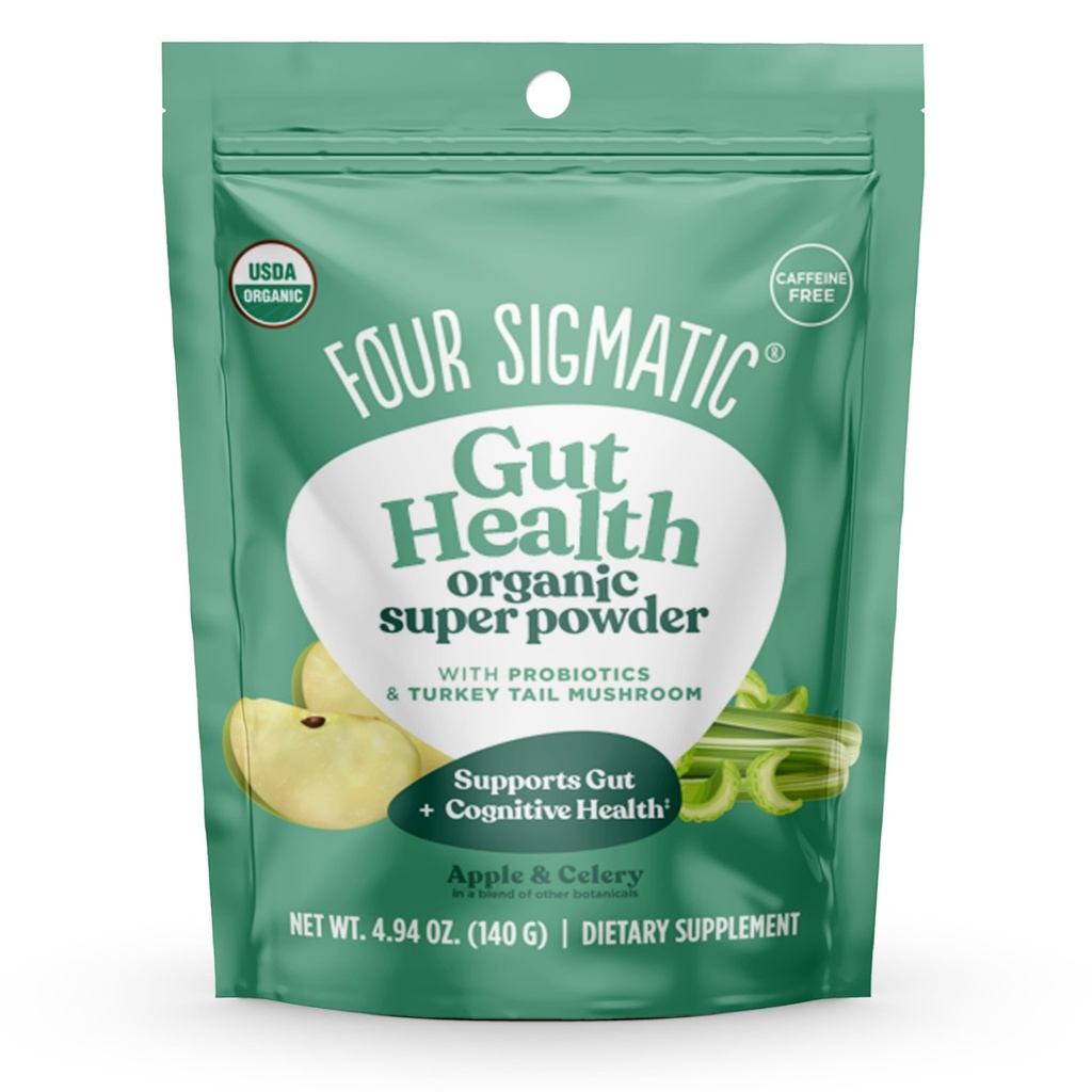 Four Sigmatic Organic Greens Toz | Greens Superfood Toz Probiyotiks & Prebiyotiks | Super Greens with Moringa, Chaga & Turkey Tail | (4.94 oz.)