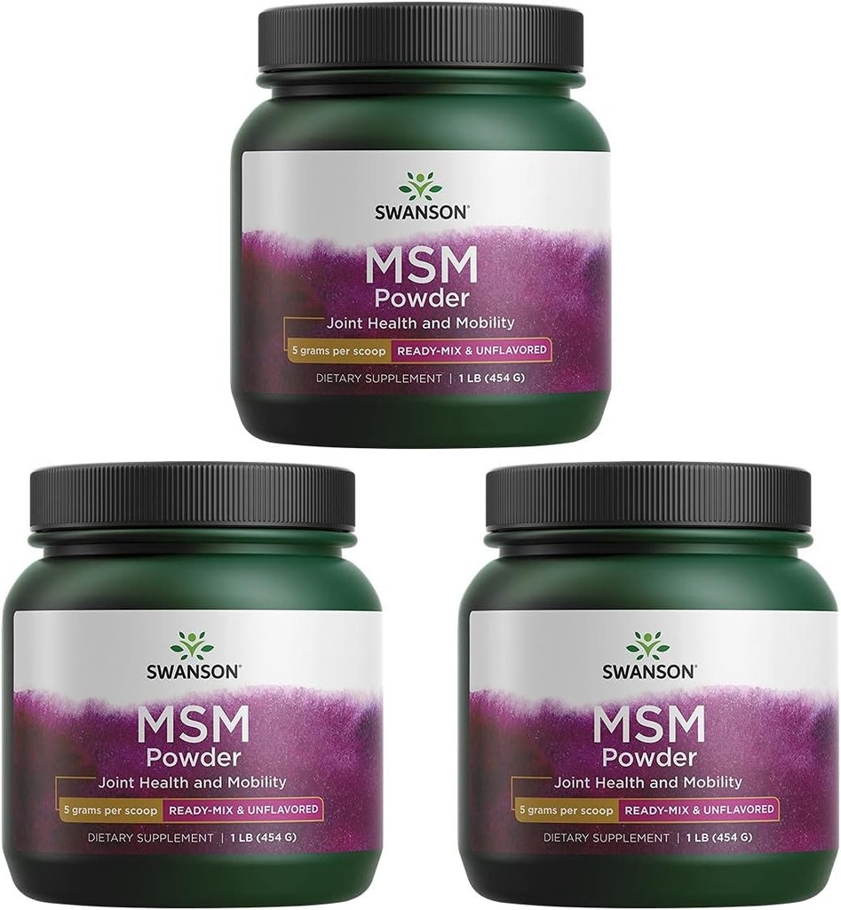 Swanson Premium Brand Msm Powder - Ready-Mix & Χωρίς άρωμα 1 lb Pwdr 3 Pack
