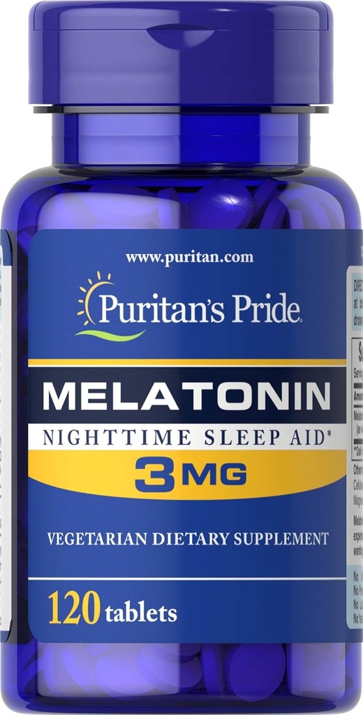 Puritans Pride Melatonin 3 Mg Tabletleri, 120 Kont