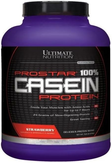 Ultimate Beslenme Prostar Micellar ve Hydrolyzed Casein protein Toz - Fat Free Overnight Muscle growth and Recovery with BCAAs, 5 Pound, Strawberry