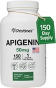 PRISTINE'S Apigenin συμπλήρωμα για κάψουλες ύπνου - 50mg 150 ημέρα προσφοράς - Prostate & Sleep Support Found in Chamomile Powder for Relaxation, Healthy Aging, Brain & Heart Health, & Immunity